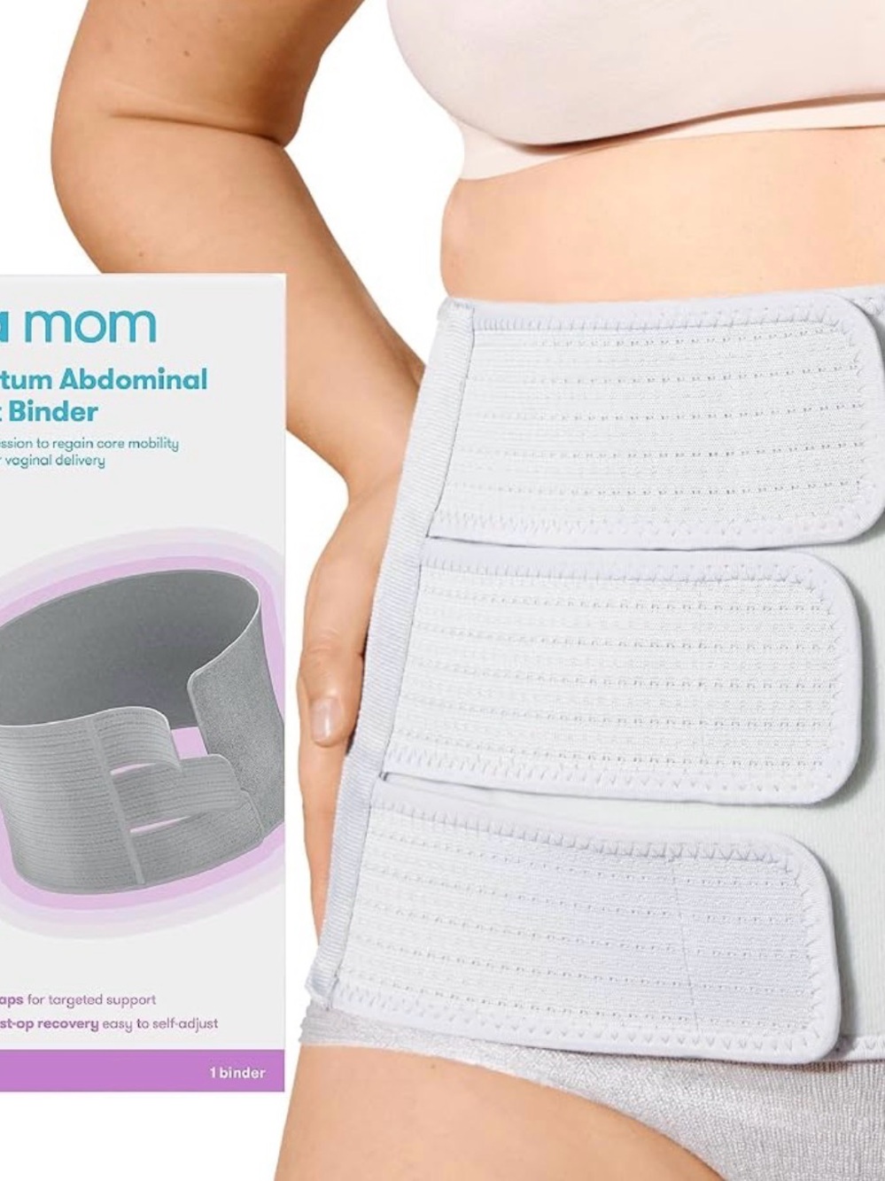 Light Gray Postpartum Abdominal Binder with Adjustable Straps
